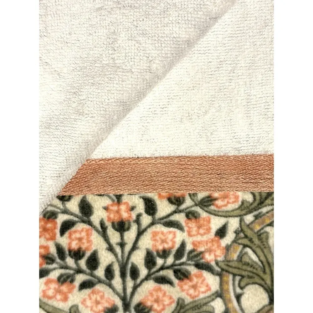 William Morris Co Bath Towel Woodland Weeds Coral Grn 1 Pc Velour NWT